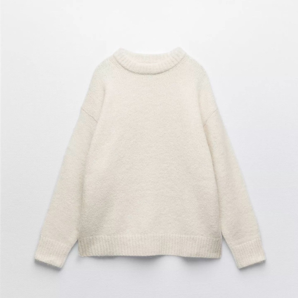 Zara Cozy Cream Sweater Size Medium